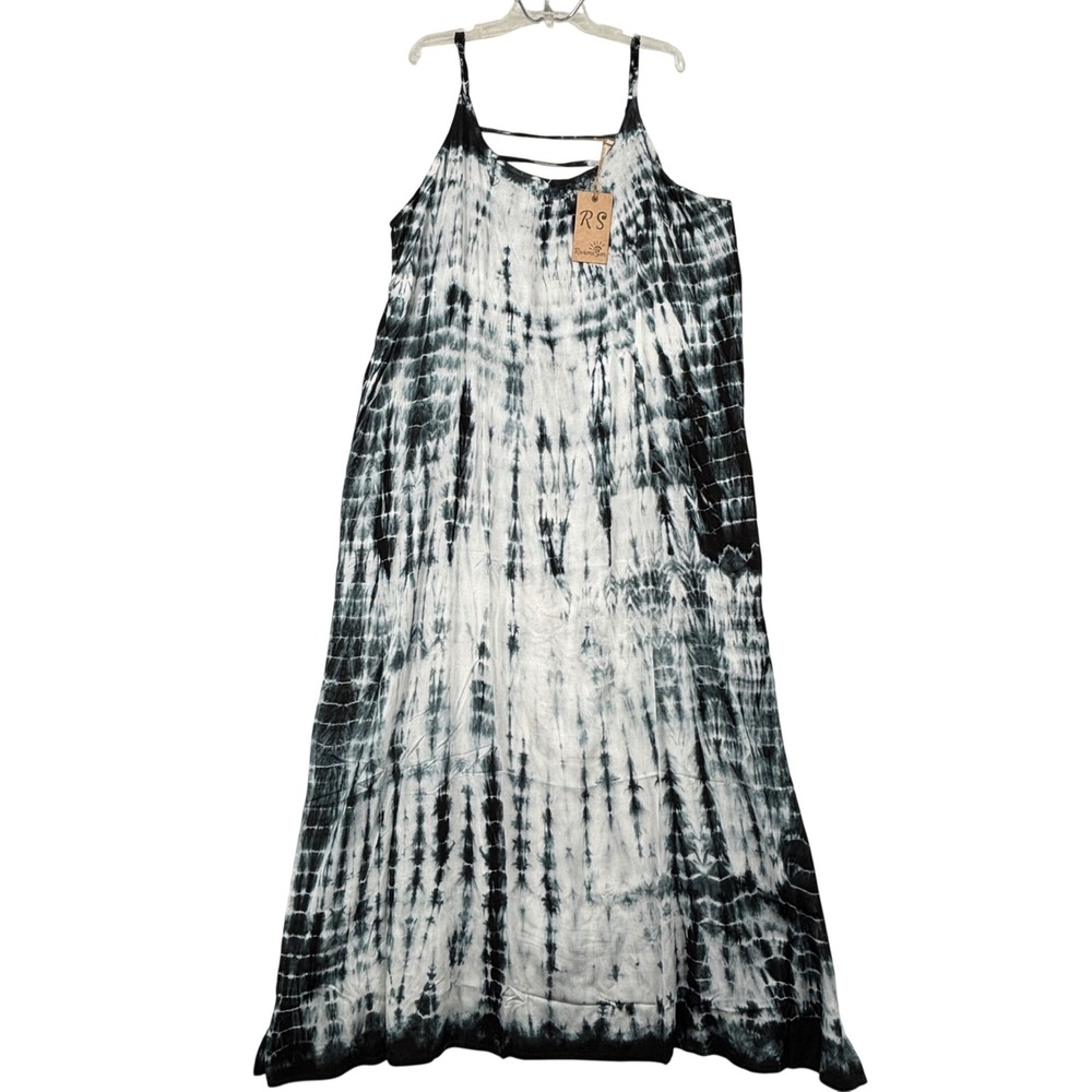 Riviera Sun Maxi Dress Size 3X Tie Dye Strappy Back Boho